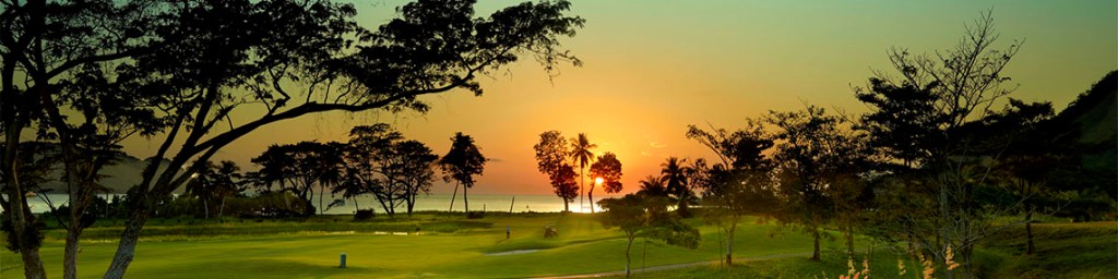 Golf course at sunset