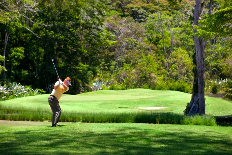 Golfer playing